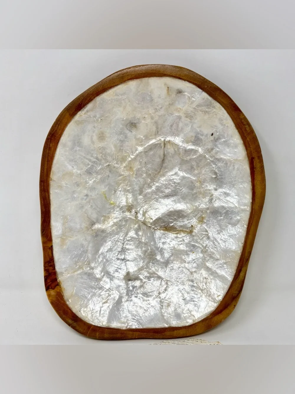 Pier 1 Mother Of Pearl Teak Wood Trinket Dish Decorative Bowl Beachy Bohemian